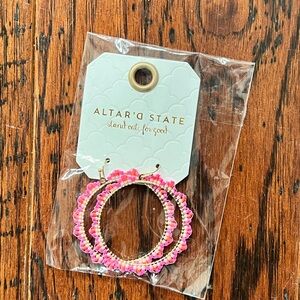 Altar’d State Pink Beaded Hoop Earrings